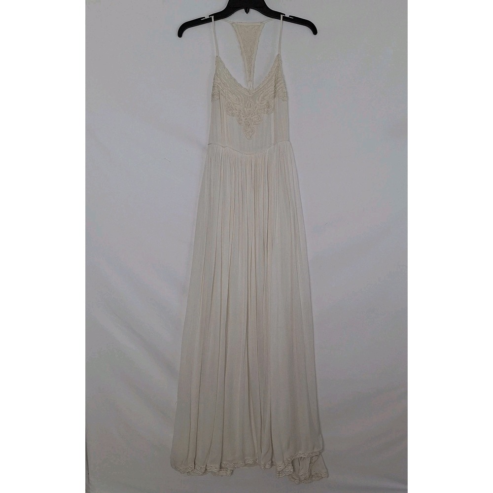 Kimchi Blue Lace Ruffle Maxi Dress Women's 2 Dove Crinkle Gauze Unben Outfitters - Picture 2 of 16